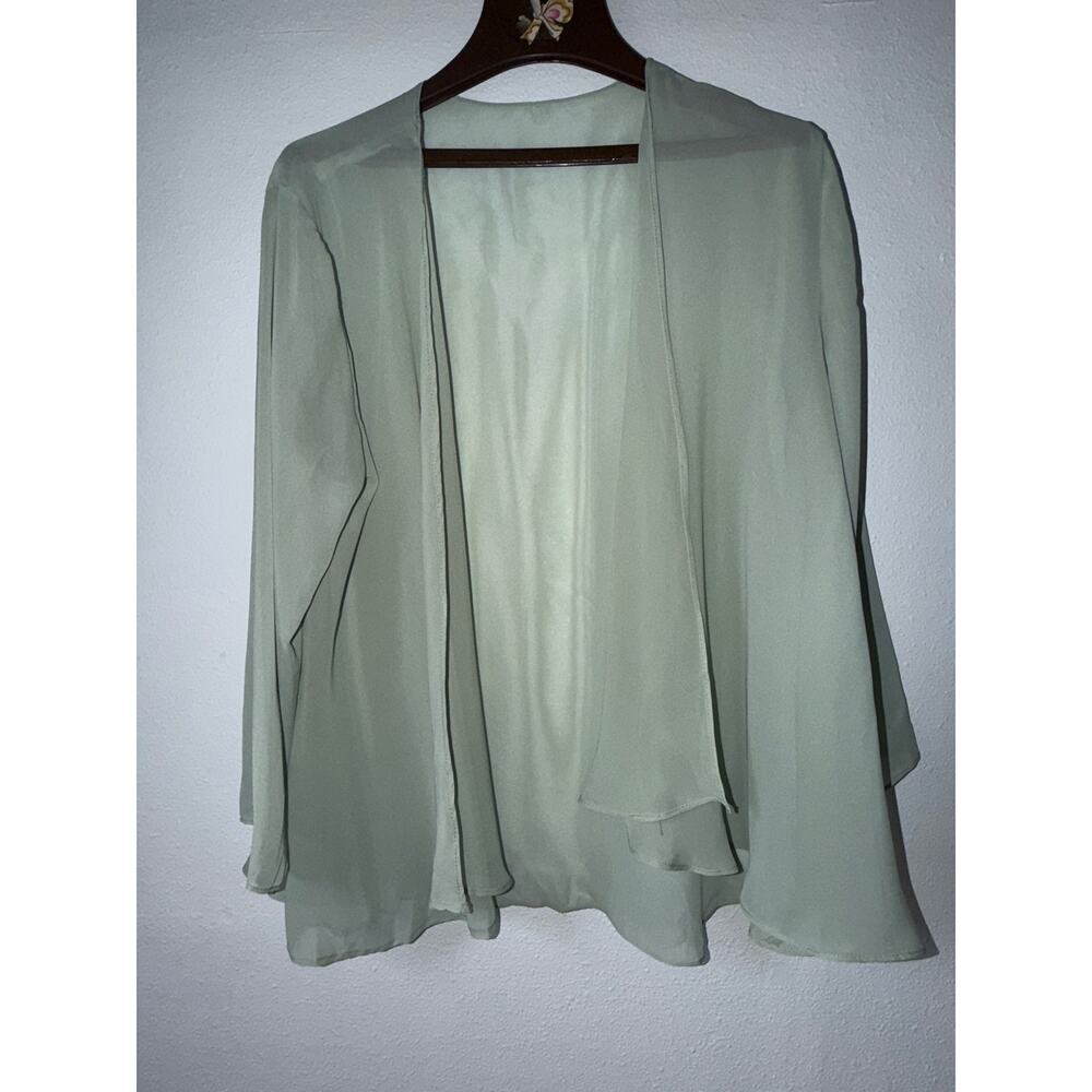 Light Green Sheer Long Sleeve Fairycore Balletcore Kimono Grandmacore Large
